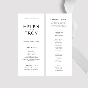 Minimalist Wedding Program