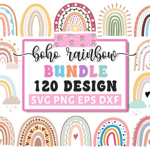 Paquete Boho Rainbow Svg, lindo arco iris svg, boho arco iris clipart, arco iris svg, boho arco iris svg, pastel arco iris svg, archivos svg para cricut