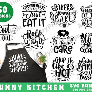 Pacote Svg de Cozinha Engraçado, Dizer de Cozinha, Citação de Cozinha, Avental Svg, Placa de Cozinha Svg, Toalha de Cozinha Svg, Cozinha Svg, Cricut Silhouette Png