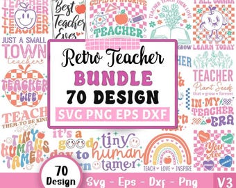 Paquete SVG de profesor retro, SVG con frase de profesor, SVG escolar, SVG de vida docente, SVG de regreso a clases, SVG de agradecimiento al profesor, Archivos SVG para Cricut