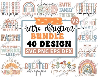 Retro Christian Svg bundle, Religious Svg, Scripture Svg, Bible Verse Svg, Blessed Svg, Jesus Svg, Faith Svg, Cut Files for Cricut Vol 2
