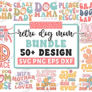 Retro hond Svg bundel, hond moeder Svg bundel, Groovy hond moeder Shirt Svg, hond citaten Svg, hond golvende Svg, Paw Svg, Puppy Svg, Cricut silhouet Png
