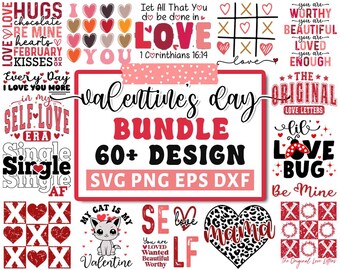 Valentine's Day Svg Bundle, Valentine SVG For Shirts, Love Svg, Heart SVG, Valentines Vibes, Valentine Gift Svg, Cricut Silhouette Png