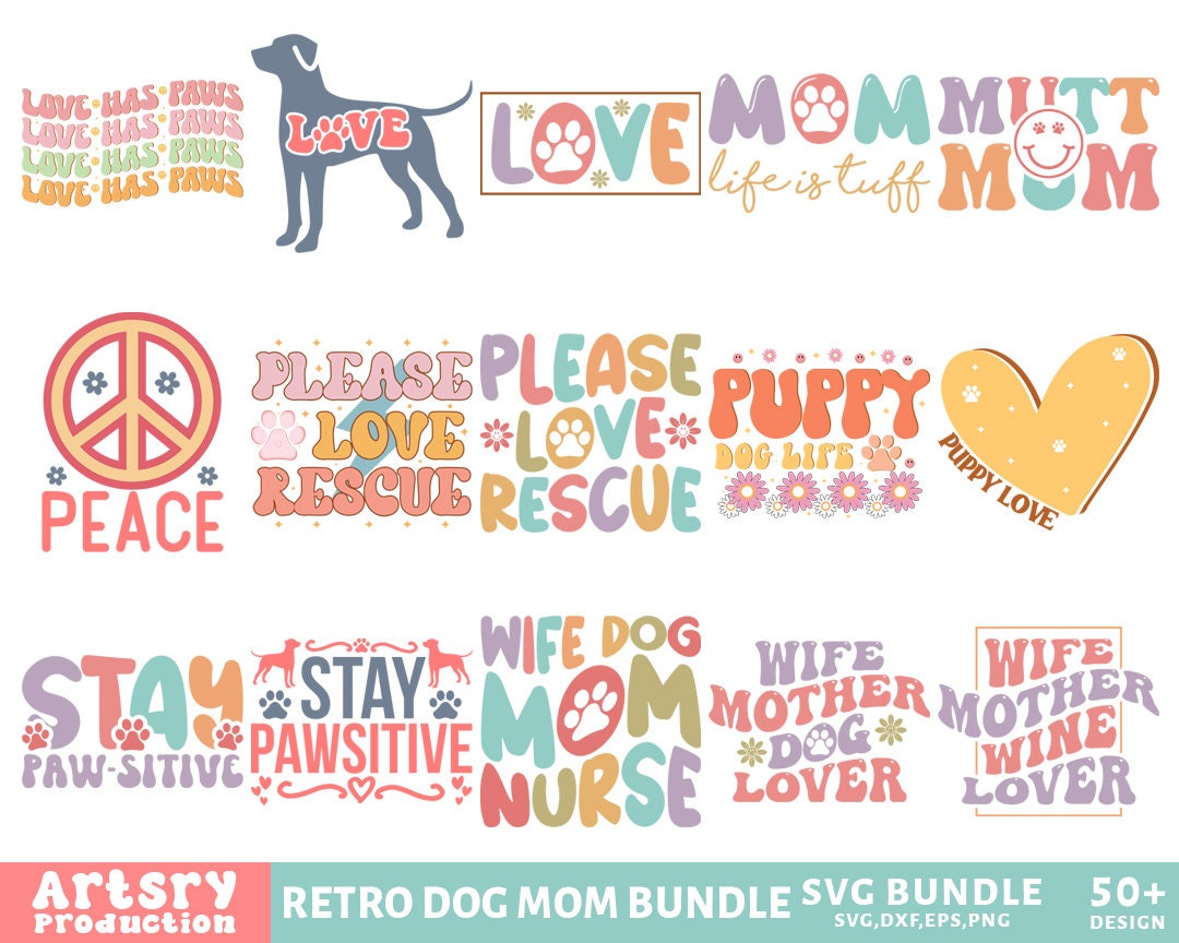 Retro Dog Svg Bundle, Dog Mom Svg Bundle, Groovy Dog Mom Shirt Svg, Dog ...