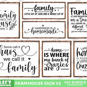 Pacote Svg de sinal de fazenda, citações de família Svg, sinal de família, decoração de casa Svg, família Svg, sinal de fazenda rústica, silhueta de Cricut Png V2