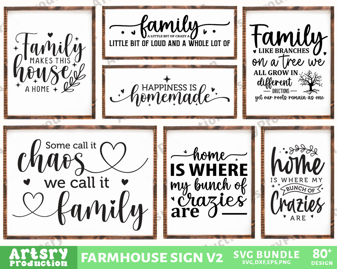 Farmhouse Sign Svg Bundle, Family Quotes Svg, Family Sign, Home Decor ...