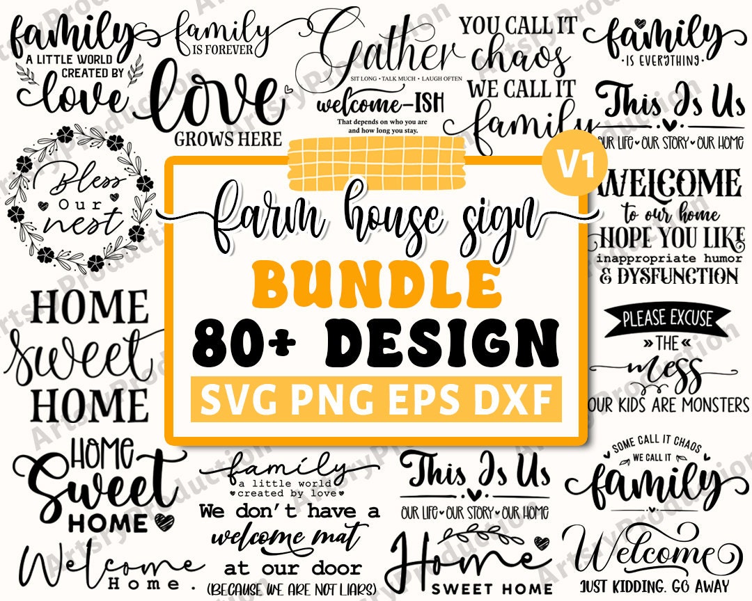 Farmhouse Sign Svg Bundle, Family Quotes Svg, Family Sign, Home Decor ...