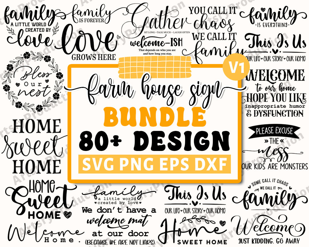 Farmhouse Sign Svg Bundle, Family Quotes Svg, Family Sign, Home Decor ...