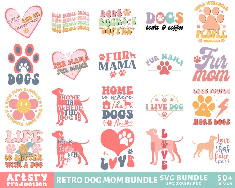 Retro Dog Svg Bundle, Dog Mom Svg Bundle, Groovy Dog Mom Shirt Svg, Dog ...
