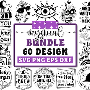Mystical Svg Bundle, Witchy Svg, Celestial Svg, Spiritual Svg, Tarot Avg, Crystal Svg, Witch Svg, Svg Files for Cricut,Cricut Silhouette Png