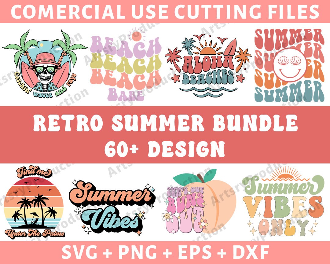 Retro Summer Svg Bundle, Beach Svg, Summertime Svg, Funny Beach Quotes ...