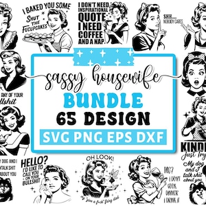 Pacchetto SVG Super Sassy Housewife, SVG Retro Housewife, SVG Donne Retro, SVG Vintage Housewife, Sarcastico, Sassy Mom, Cricut Silhouette Png
