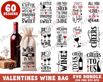 Valentines Wine Bag Svg Bundle, Valentines Svg Bundle, Valentines Day Svg, Valentines Day Svg, Be Mine Svg, Love Svg, Cricut Silhouette Png
