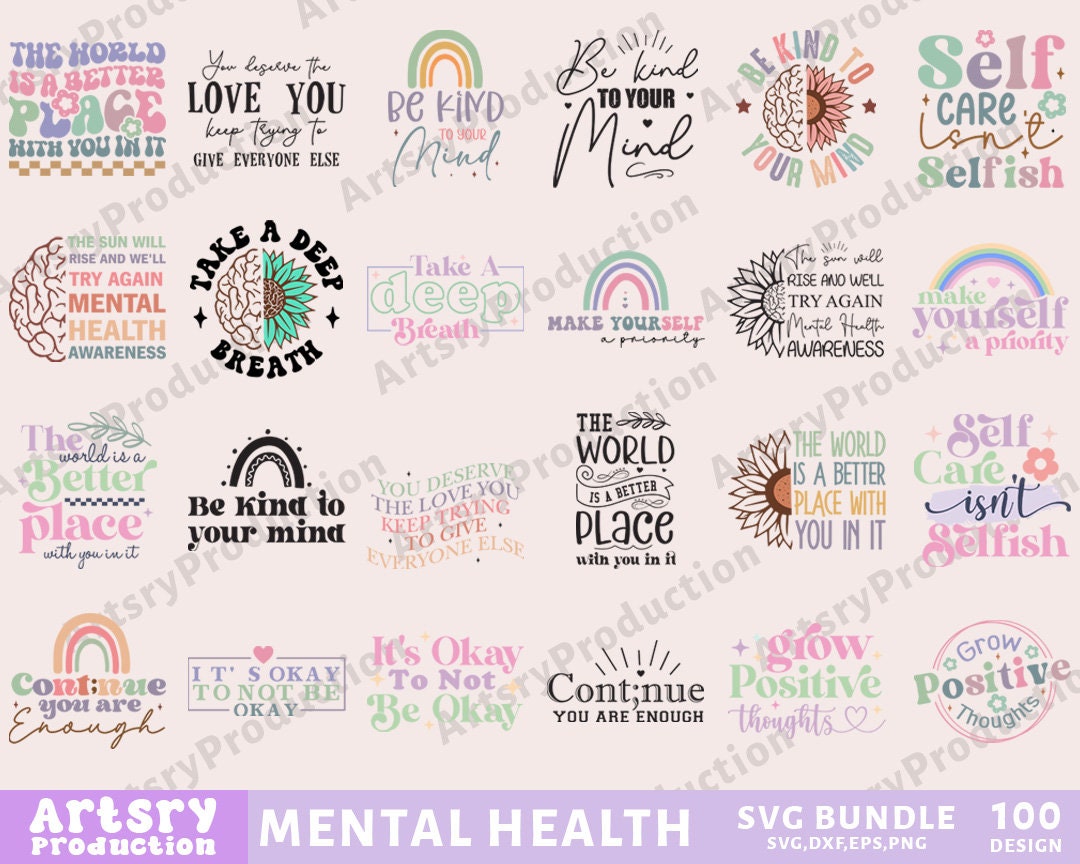 Mental Health Svg Bundle, Inspirational Svg, Positive Affirmations Svg ...