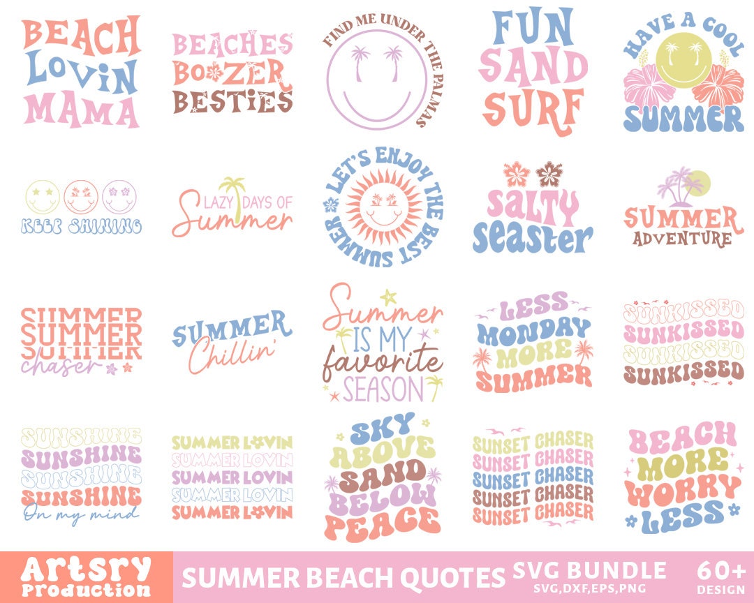 Summer Beach Svg Bundle, Beach Svg, Summertime Svg, Funny Beach Quotes ...