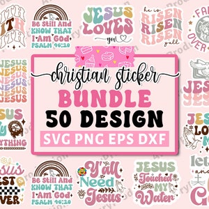 Retro christlicher Aufkleber svg-Bundle, religiöses svg, Schrift-Svg, Bibel-Vers-Svg, gesegnetes svg, Jesus-Svg, Gott, Glaube, Schnittdateien für Cricut