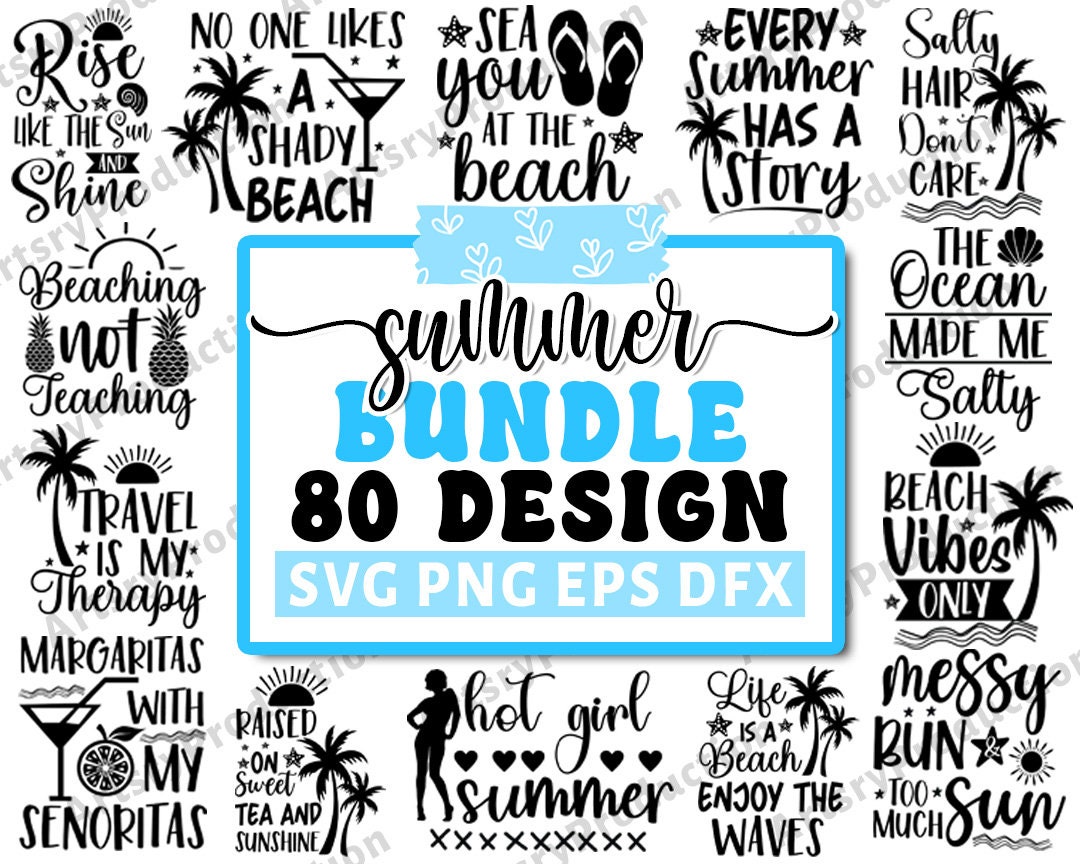 Summer Bundle SVG, Beach Svg, Summertime Svg, Funny Beach Quotes Svg ...