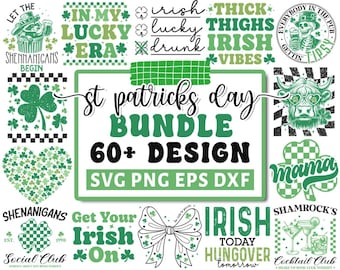 St Patricks Day Svg Bundle, Happy Go Lucky Svg, Lucky Rainbow Svg, Lucky Shirt Svg, Clover Svg, Irish Svg, Shamrock, Cricut Silhouette Png