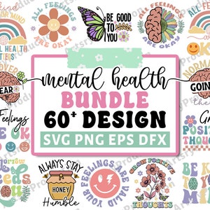 Retro geestelijke gezondheid SVG bundel, inspirerende SVG, positieve SVG, motiverende SVG, hoop SVG, geestelijke gezondheid bewustzijn, gesneden bestanden voor Cricut