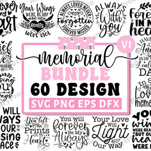 Bundle Svg commémoratif, Deuil Svg, Svg citations commémoratives, Sympathie Svg, Svg souvenir, In Loving Memory Svg, Cricut Silhouette Vol 1