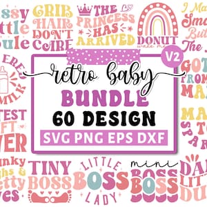 Retro Baby Svg Bundle, Baby Shower Svg, Baby Quote Bundle, Cute Baby Saying Svg, Funny Baby Svg, Baby Boy Girl Svg, Svg Files For Cricut V2
