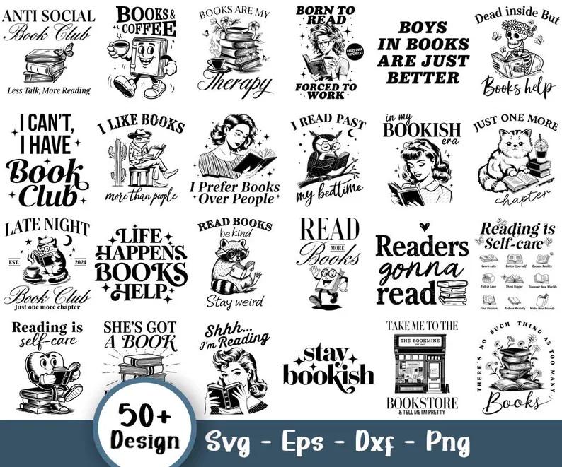 Reading Book SVG Bundle, Books Svg, Book Lover Svg Bundle, Books Bundle ...