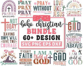 Ensemble bohème chrétien de SVG, Svg de citations chrétiennes, Svg religieux, foi Svg, Dieu Svg, Svg de Jésus, verset de la Bible Svg, Dieu, Cricut Silhouette Png
