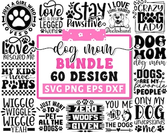 Paquete de mamá de perro svg, perro svg, perro bandana svg, amante de los perros svg, cita de perro svg, perro divertido svg, camisa de perro, amante de los animales, silueta cricut png