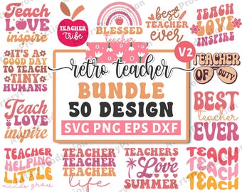 Paquete retro de svg de maestro, svg de apreciación del maestro, citas de maestros svg, refranes de maestros svg, paquete de svg de la escuela, silueta cricut png V2