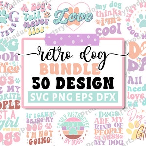 Retro hond Svg bundel, hond moeder Svg bundel, hond citaten Svg, hond golvende Svg, Groovy hond moeder Shirt Svg, Paw Svg, Puppy Svg, Cricut silhouet Png