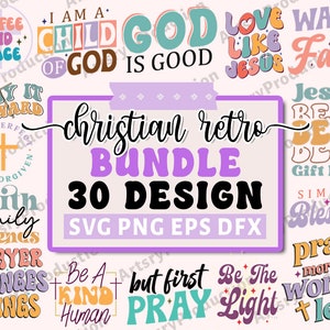 Paquet rétro chrétien SVG, verset biblique SVG, bienheureux SVG, religieux SVG, écriture SVG, Jésus SVG, Dieu SVG, foi SVG, couper des fichiers pour Cricut