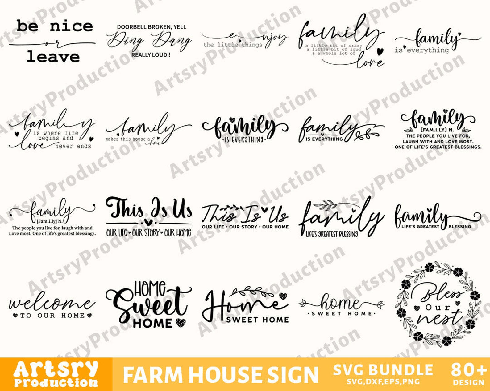 Farmhouse Sign Svg Bundle, Family Quotes Svg, Family Sign, Home Decor ...
