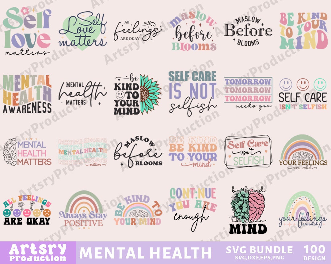 Mental Health Svg Bundle, Inspirational Svg, Positive Affirmations Svg ...