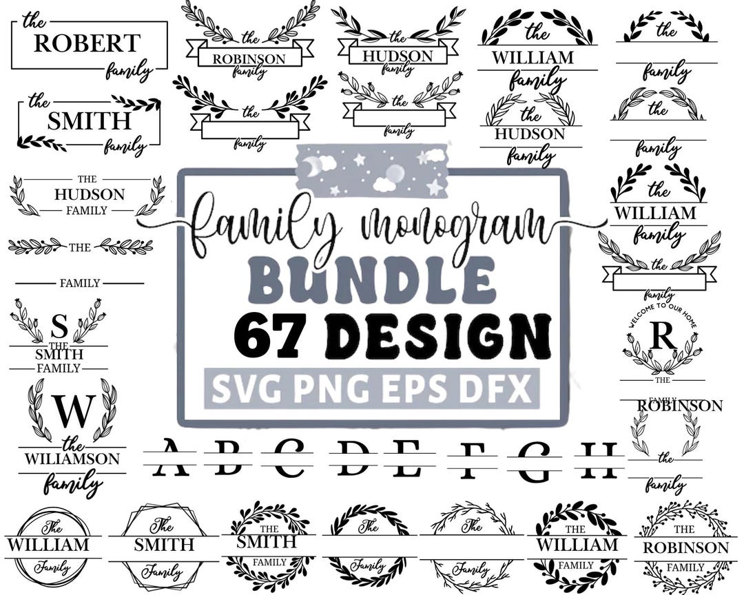 Family Monogram Svg Bundle, Family Name Sign Svg, Monogram Svg Bundle ...