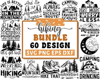 Hiking Svg Bundle, Hiking Quotes Svg, Hiking Saying Svg, Camping Svg, Mountain Svg, Holiday Svg Png, Adventure Awaits, Cricut Silhouette Png