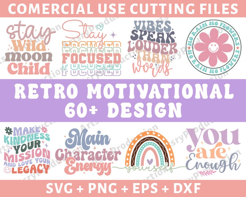 Retro Motivational Svg Bundle, Self Love Svg, Mental Health Svg ...