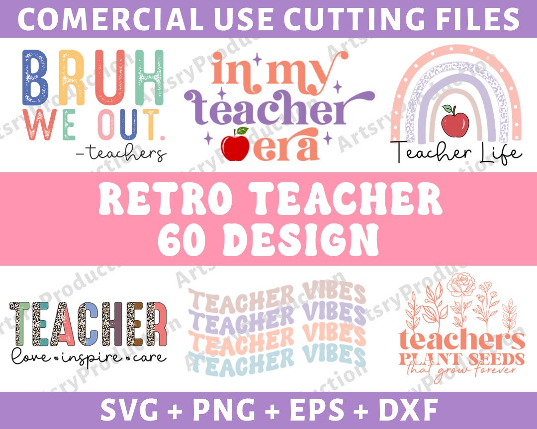Retro Teacher Svg Bundle, Teacher Appreciation Svg, Teacher Quotes Svg ...