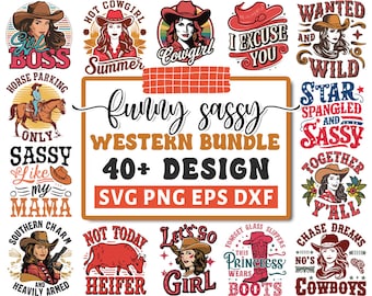 Grappige Sassy Western Svg bundel, Cowboy Svg, Country Png, Sassy Svg, Rodeo Svg, Cowgirl Svg, Western Svg, Howdy Svg, Cricut Silhouette Png