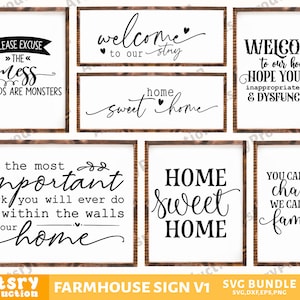 Bundle Svg de signe de ferme, Svg de citations de famille, signe de famille, Svg de décoration d'intérieur, Svg de famille, signe de ferme rustique, Cricut Silhouette Png V1