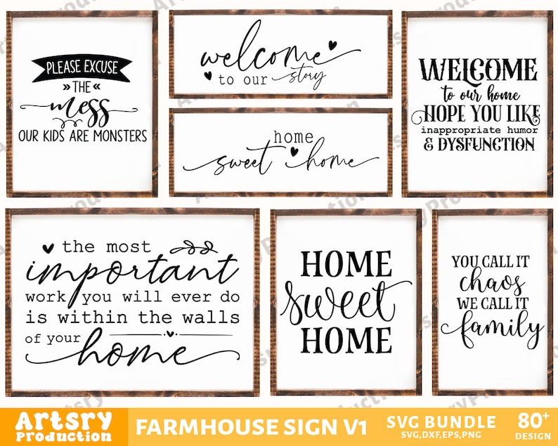 Farmhouse Sign Svg Bundle, Family Quotes Svg, Family Sign, Home Decor ...
