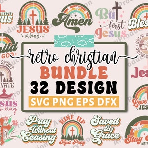 Retro christelijke SVG bundel, religieuze SVG, schrift SVG, Bijbelvers SVG, gezegend SVG, Jezus SVG, God SVG, geloof SVG, gesneden bestanden voor Cricut