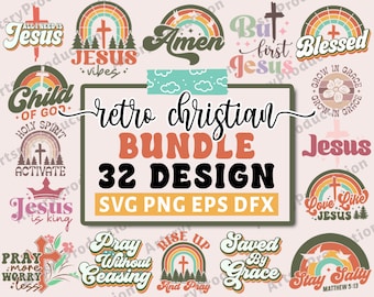 Retro Christian svg bundle, Religious svg, Scripture svg, Bible Verse svg, Blessed svg, Jesus Svg, God Svg, Faith svg, Cut Files for Cricut