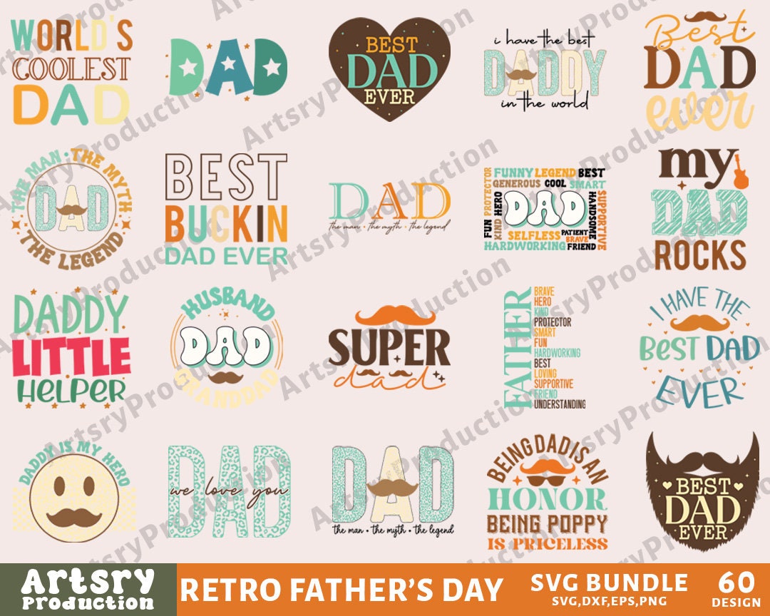 Retro Fathers Day Svg Bundle, Dad Svg, Father Svg, Papa Svg, Best Dad ...