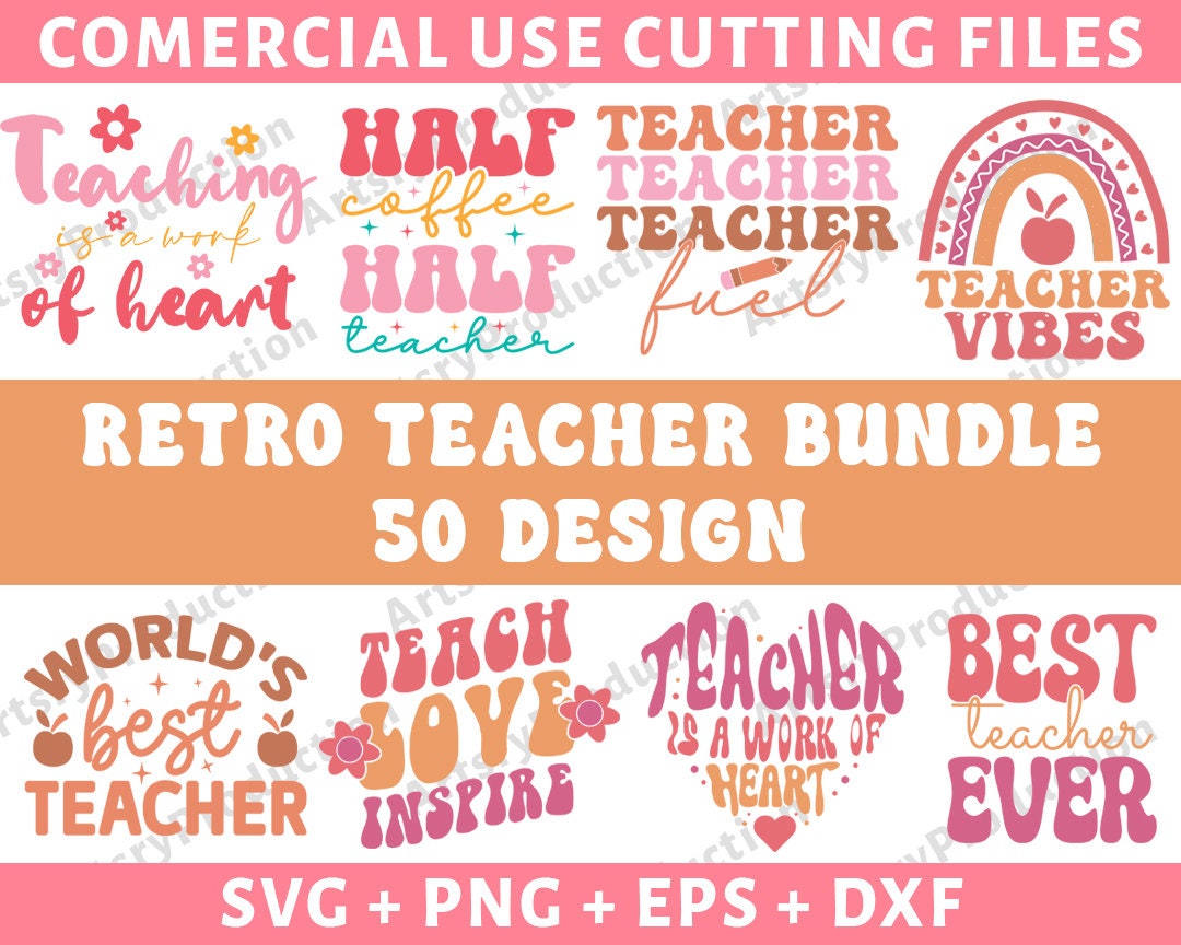 Retro Teacher Svg Bundle, Teacher Appreciation Svg, Teacher Quotes Svg ...