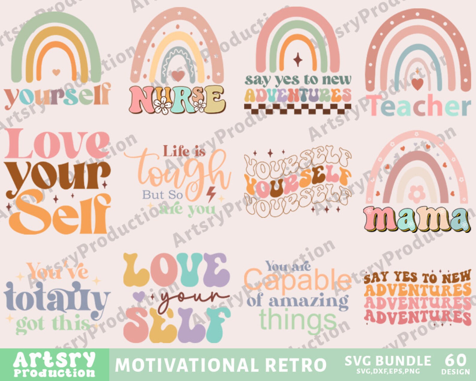 Retro Motivational Svg Bundle, Self Love Svg, Mental Health Svg ...