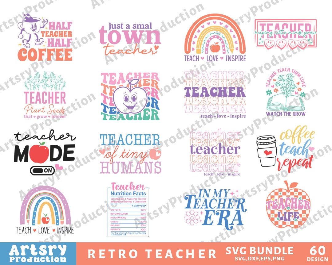 Retro Teacher Svg Bundle, Teacher Appreciation Svg, Teacher Quotes Svg ...