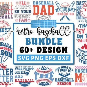 Paquete de svg de béisbol retro, svg de béisbol, svg de mamá de béisbol, svg del día del juego, svg de béisbol de dibujos animados, svg de béisbol lindo, silueta cricut png