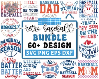 Retro Baseball Svg Bundle, Baseball Svg, Baseball Mom Svg, Game Day Svg, Cartoon Baseball Svg, Cute Baseball Svg, Cricut Silhouette Png