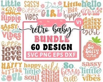 Retro Baby Svg Bundle, Baby Shower Svg, Baby Quote Bundle, Cute Baby Saying Svg, Funny Baby Svg, Baby Boy Girl Svg, Svg Files For Cricut V1