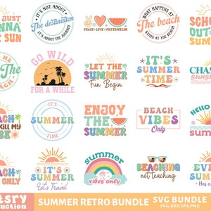 Summer Retro Svg Bundle, Beach Svg, Summertime Svg, Funny Beach Quotes ...